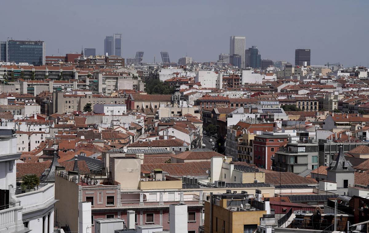 Panorámica de la almandra central de Madrid, donde hay una densidad de 144 viviendas por hectárea.
