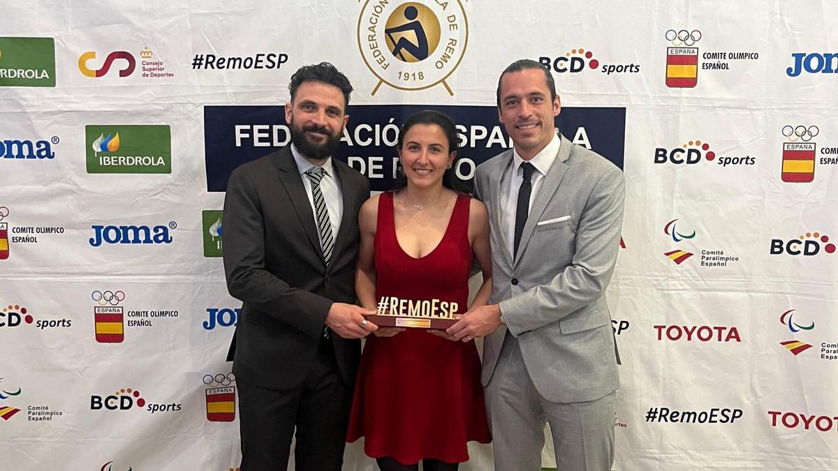Sergio Corrales, Eva García y Alfonso Penichet en la Gala de los Premios de Remo Español 2023