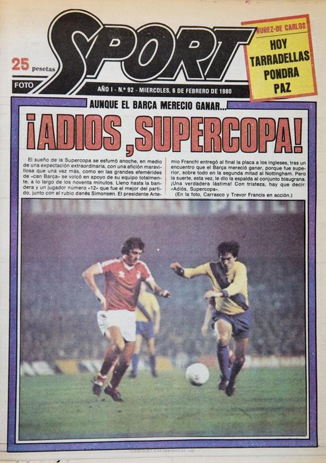 1980 - El Barça pierde la Supercopa ante el Nottingham
