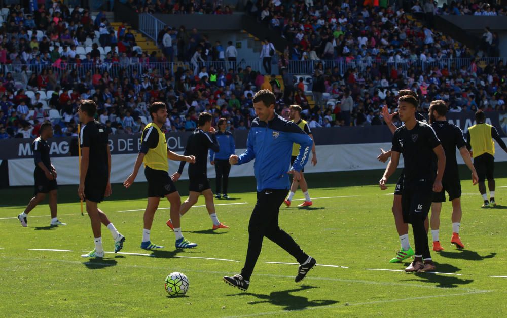 El equipo blanquiazul abre la grada de La Rosaleda a miles de niños de varios colegios de Málaga.