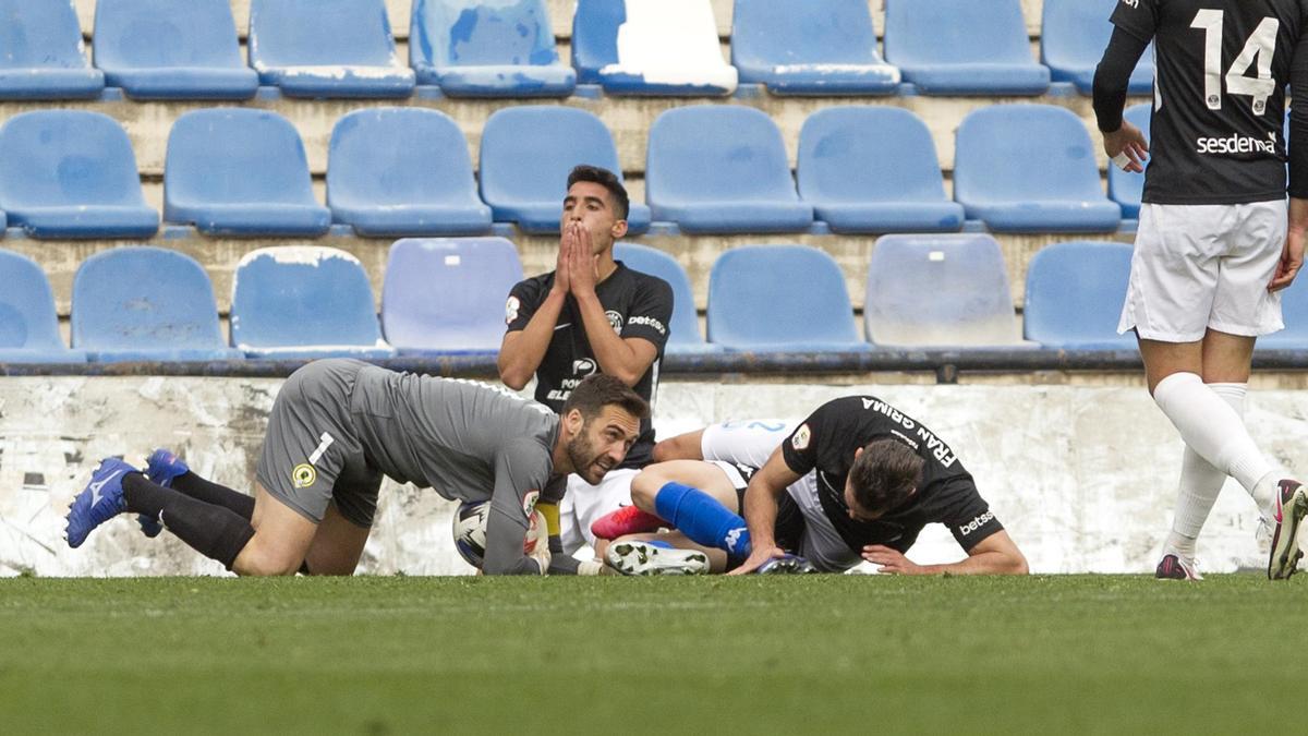 El portero del Hércules Falcón fue determinante en la victoria con dos paradas clave al comienzo y al final de la segunda parte.