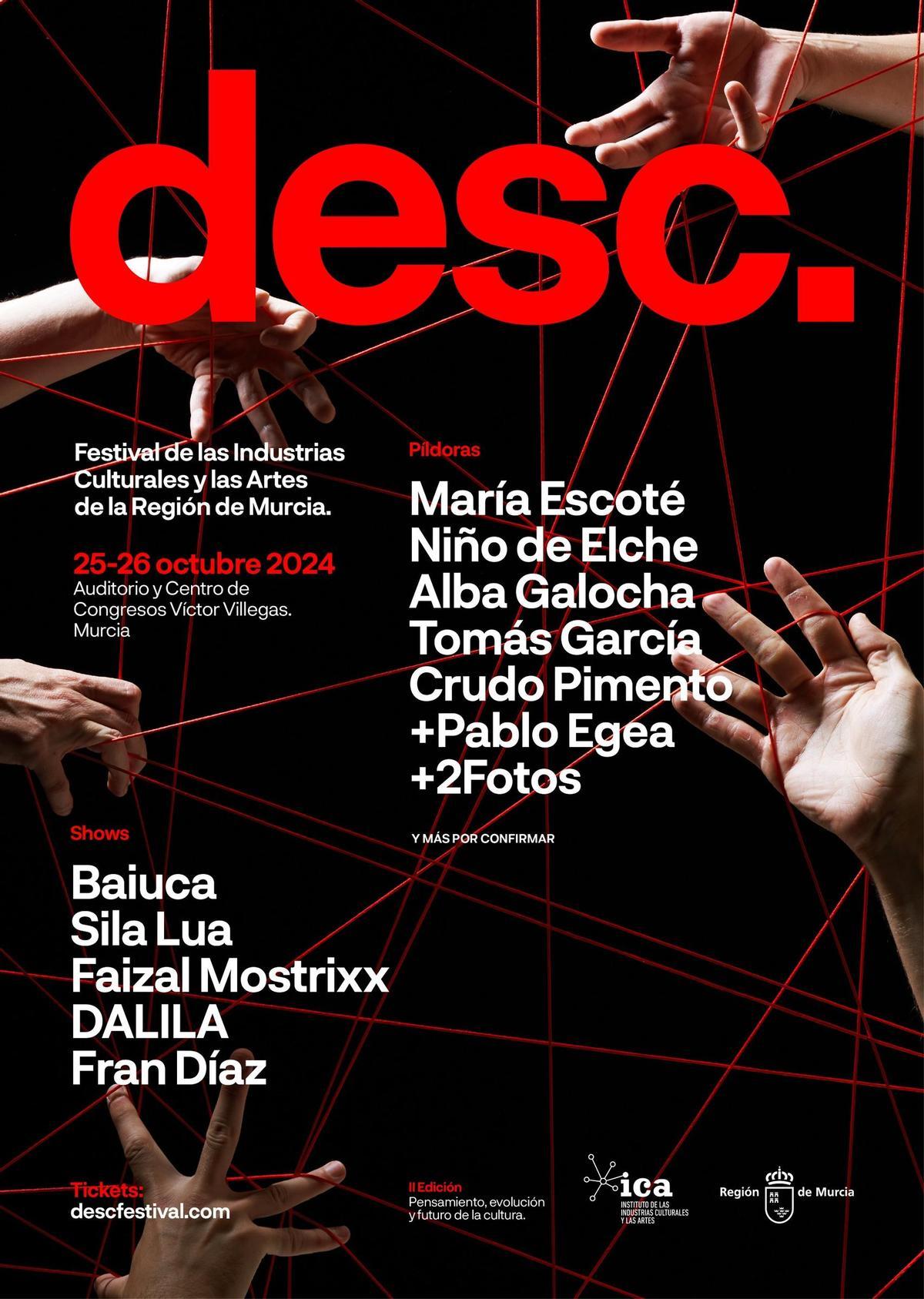 Imagen del cartel de la 2ª edición del festival 'desc' con los artistas confirmados actualmente.