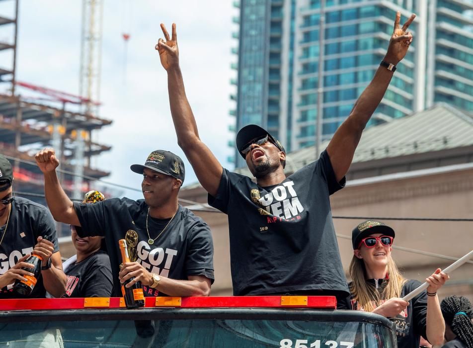 Los Raptors celebran el título de la NBA