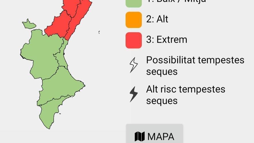 Riesgo máximo de incendio en toda la provincia de Castellón este domingo
