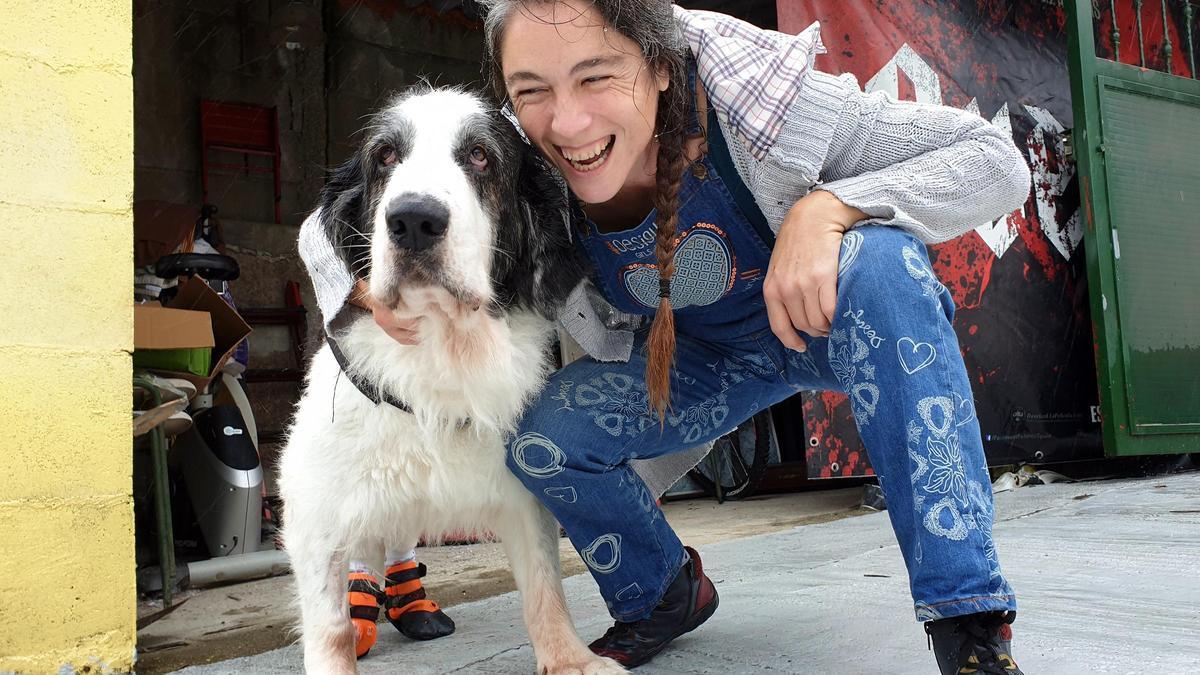 Busa es una mastín del Pirineo que tras servir a las Fuerzas Armadas fue adoptada por una vecina de Ponteareas.