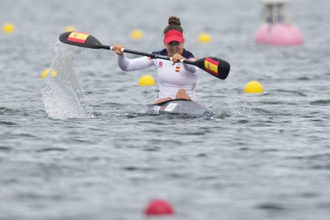 Begoña Lazkano, en las semifinales de K1 500 en los Juegos de París. 