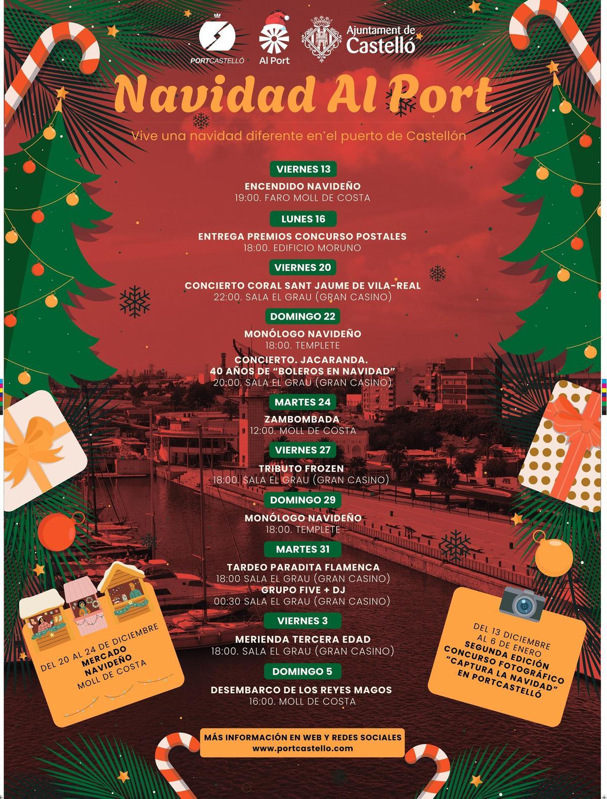 Progamación de actos en PortCastelló estas navidades.