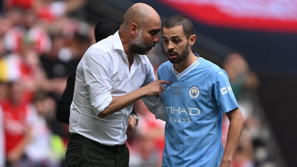 Pep con Bernardo en Wembley