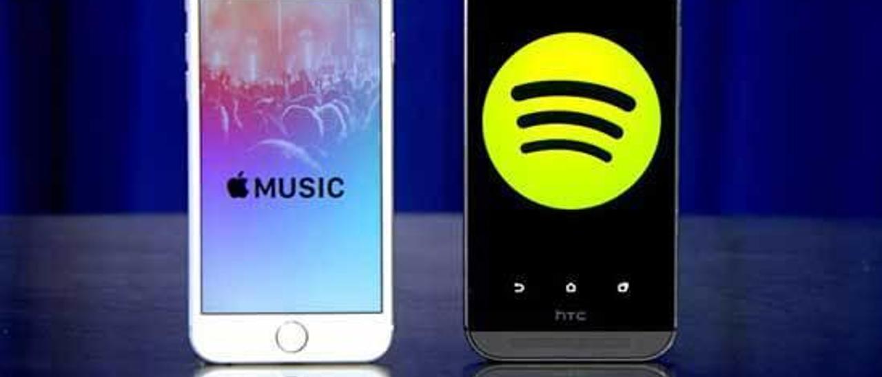 Las aplicaciones musicales de Apple y Spotify.