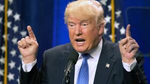 Republican presidential candidate Donald Trump speaks at Saint Anselm College Monday, June 13, 2016, in Manchester, N.H. (AP Photo/Jim Cole)