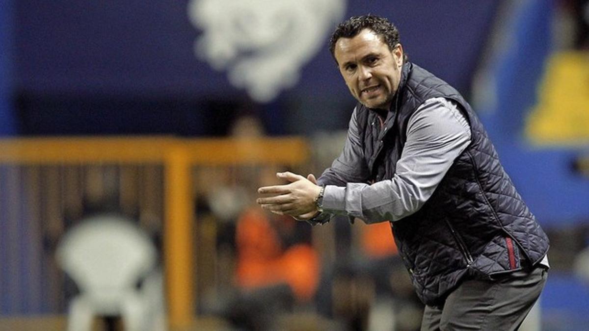 El técnico del Espanyol, Sergio González, durante el partido ante el Levante