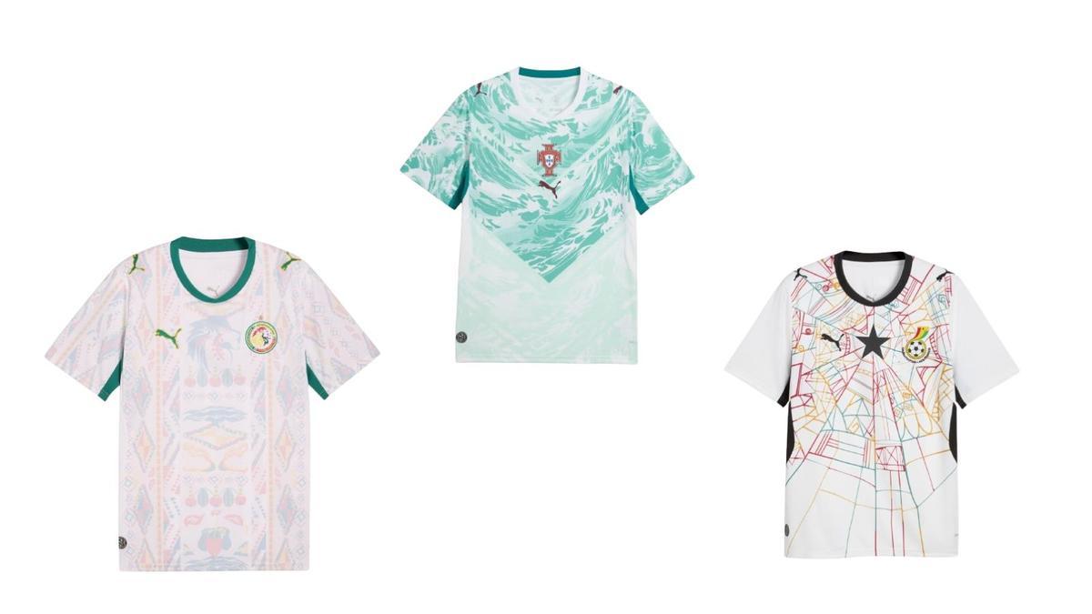 los diseños de Puma han sido muy aclamados por su inspiración en la historia de cada país (De izquierda a derecha: Senegal, Portugalk y Ghana)