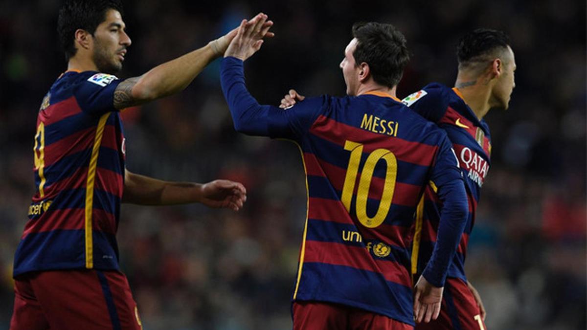 Messi celebra uno de los goles del Barça