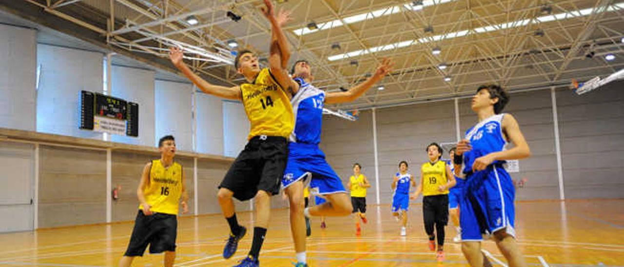 Del Olmo (14) lucha por recuperar el balón con el visitante Montes (12).