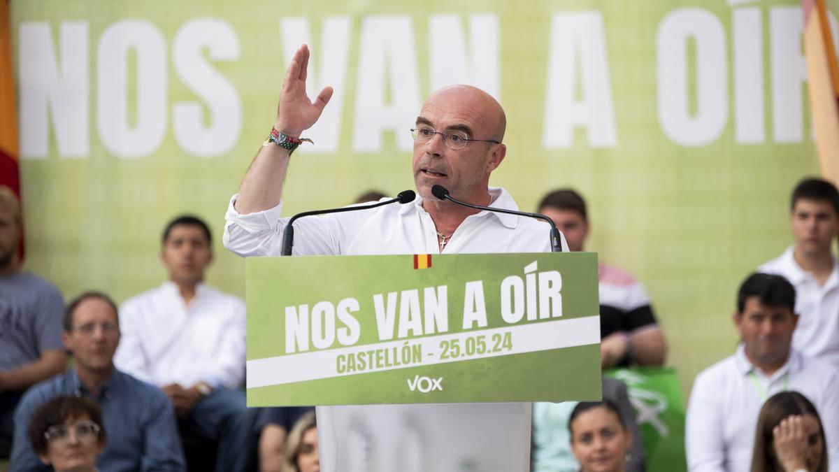 El cabeza de lista de Vox para las elecciones europeas, Jorge Buxadé, en Castellón