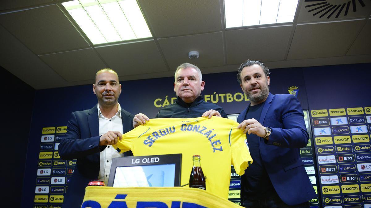 Imagen de la presentación de Sergio González como nuevo técnico del Cádiz CF, hace un mes.