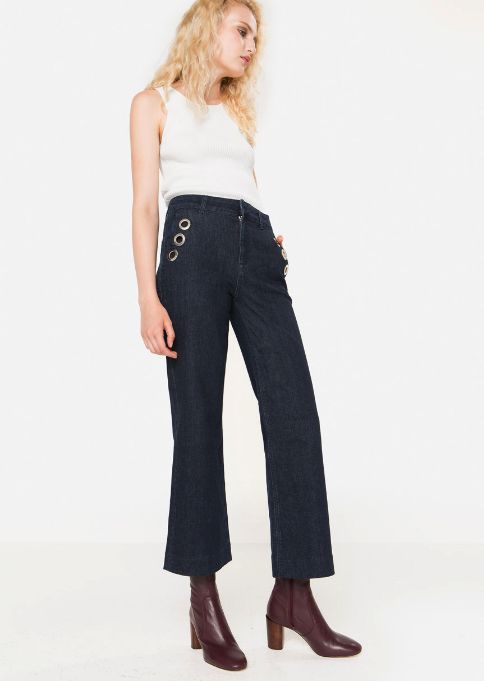 Pantalones jeans culotte de Uterqüe para Letizia Ortiz