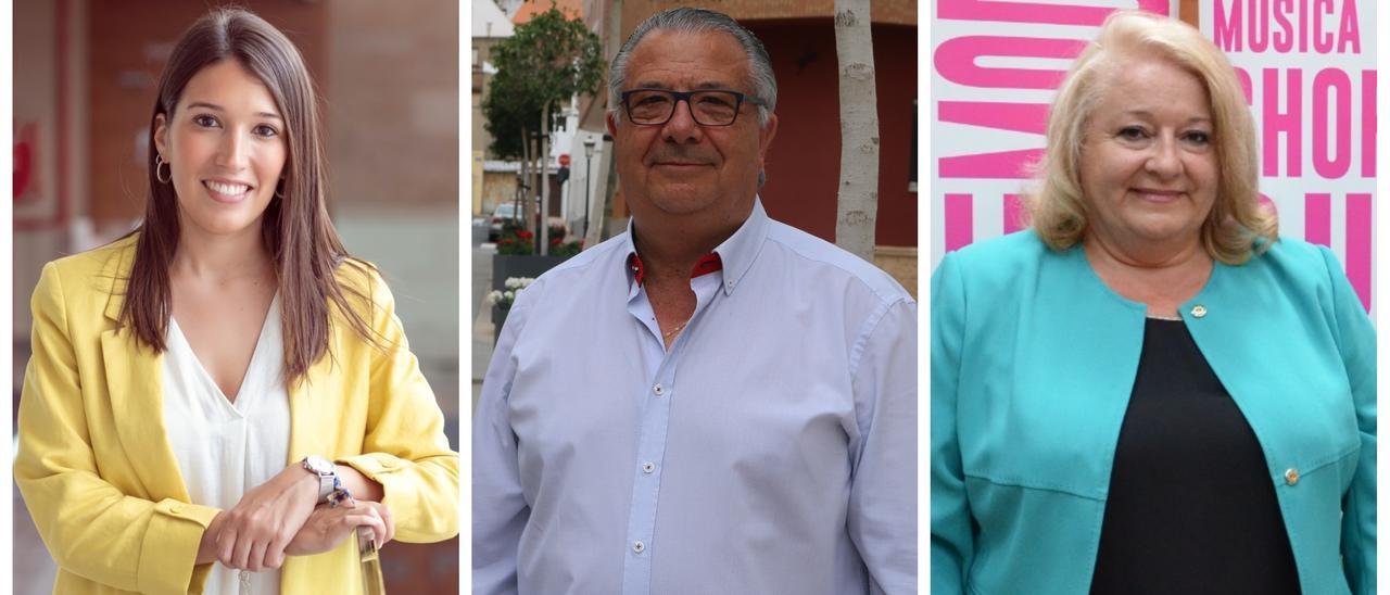 María Jiménez (PSPV-PSOE), Rafael Albert (PP) y Araceli de Moya (Ciudadanos).
