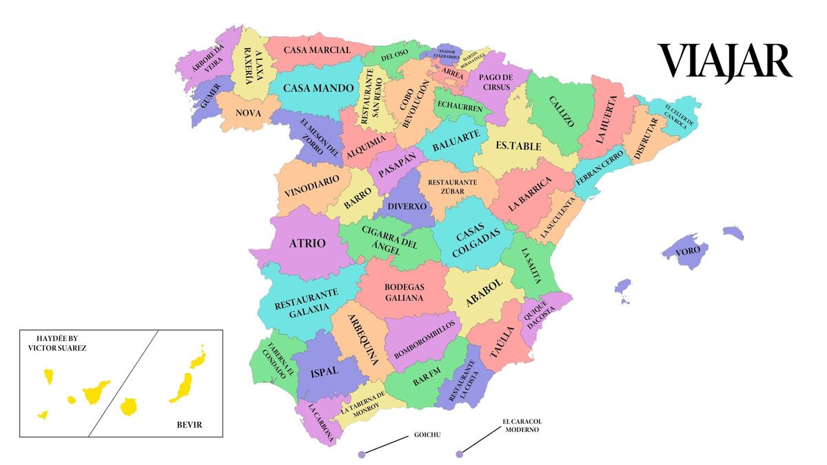 El mapa con el mejor restaurante de cada provincia de España