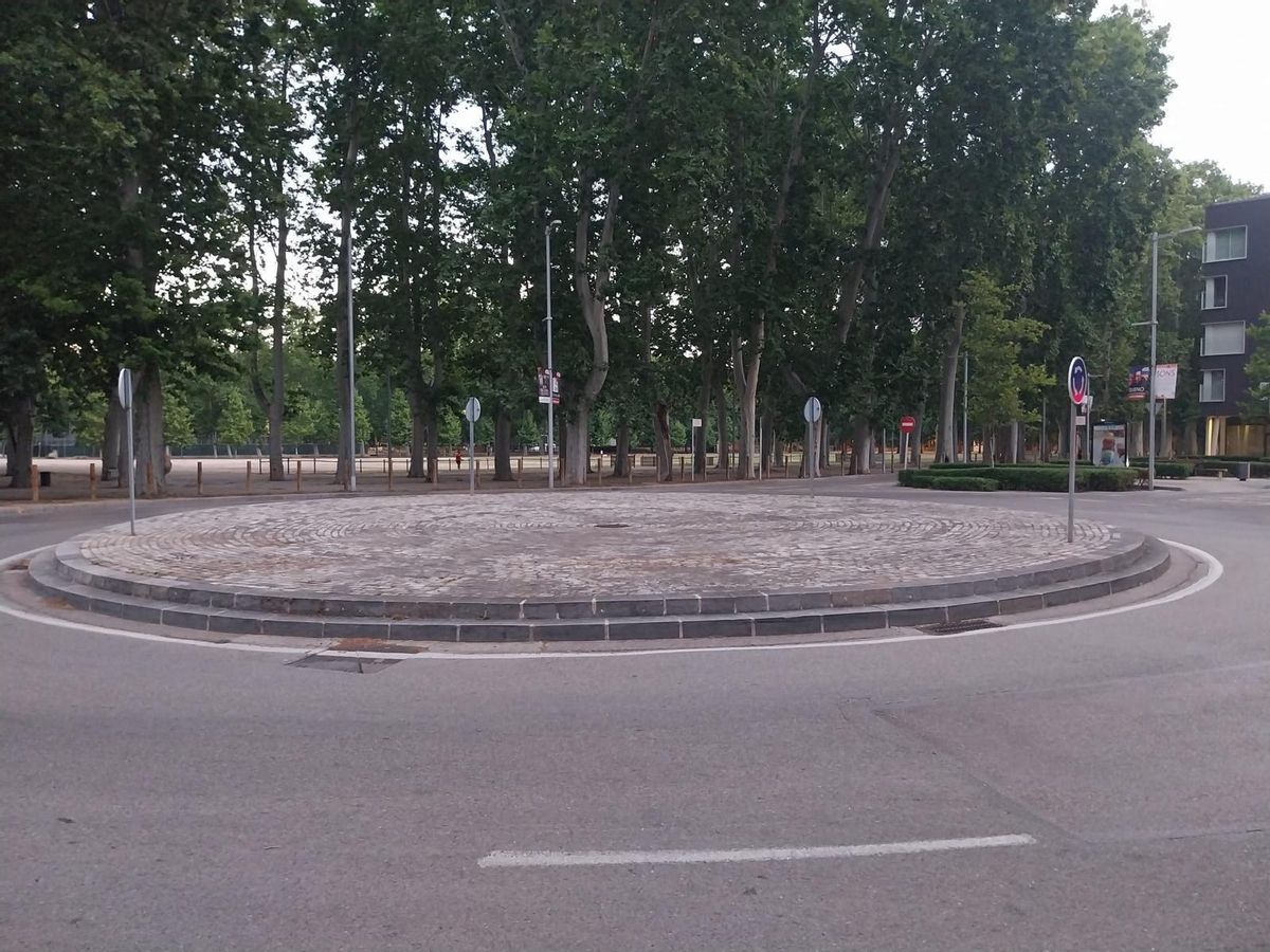 La rotonda del Palau firal estava plena de herbes, que s'han retirat.