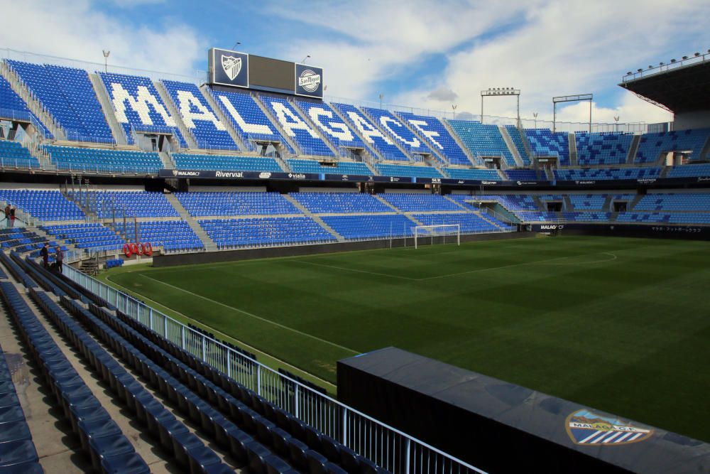 El estadio de La Rosaleda, en la actualidad tras las reformas y mejoras efectuadas en 2010.