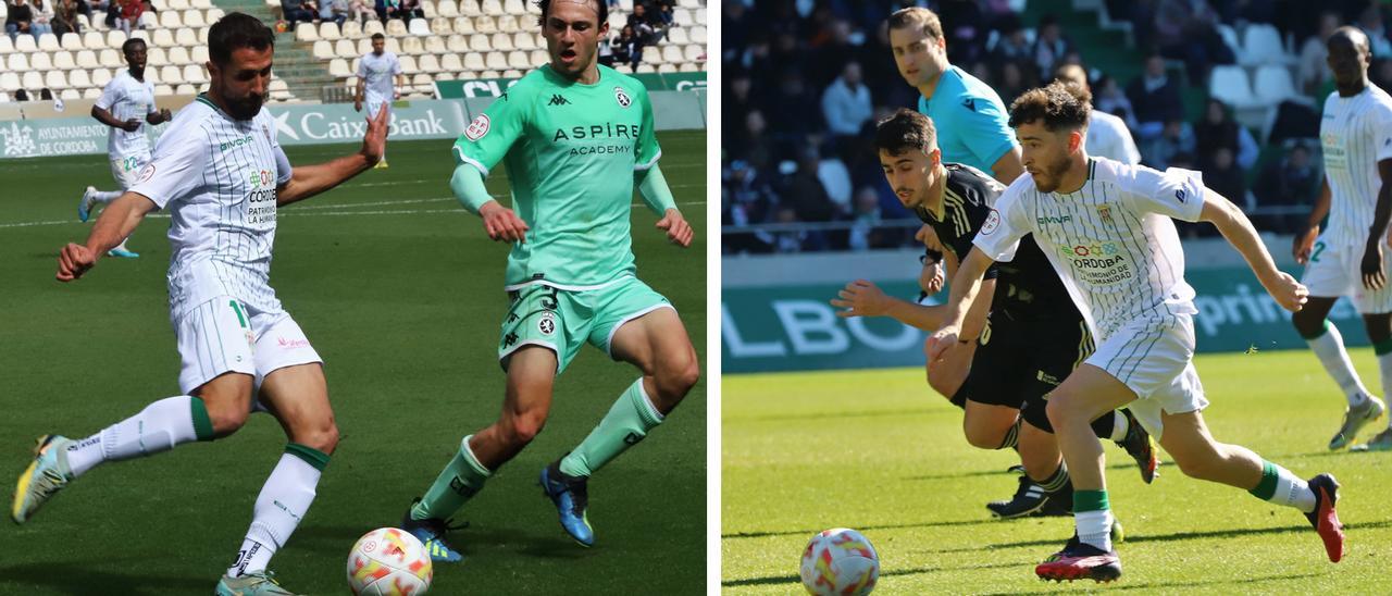 Canario y Shashoua, con la camiseta del Córdoba CF, esta temporada.