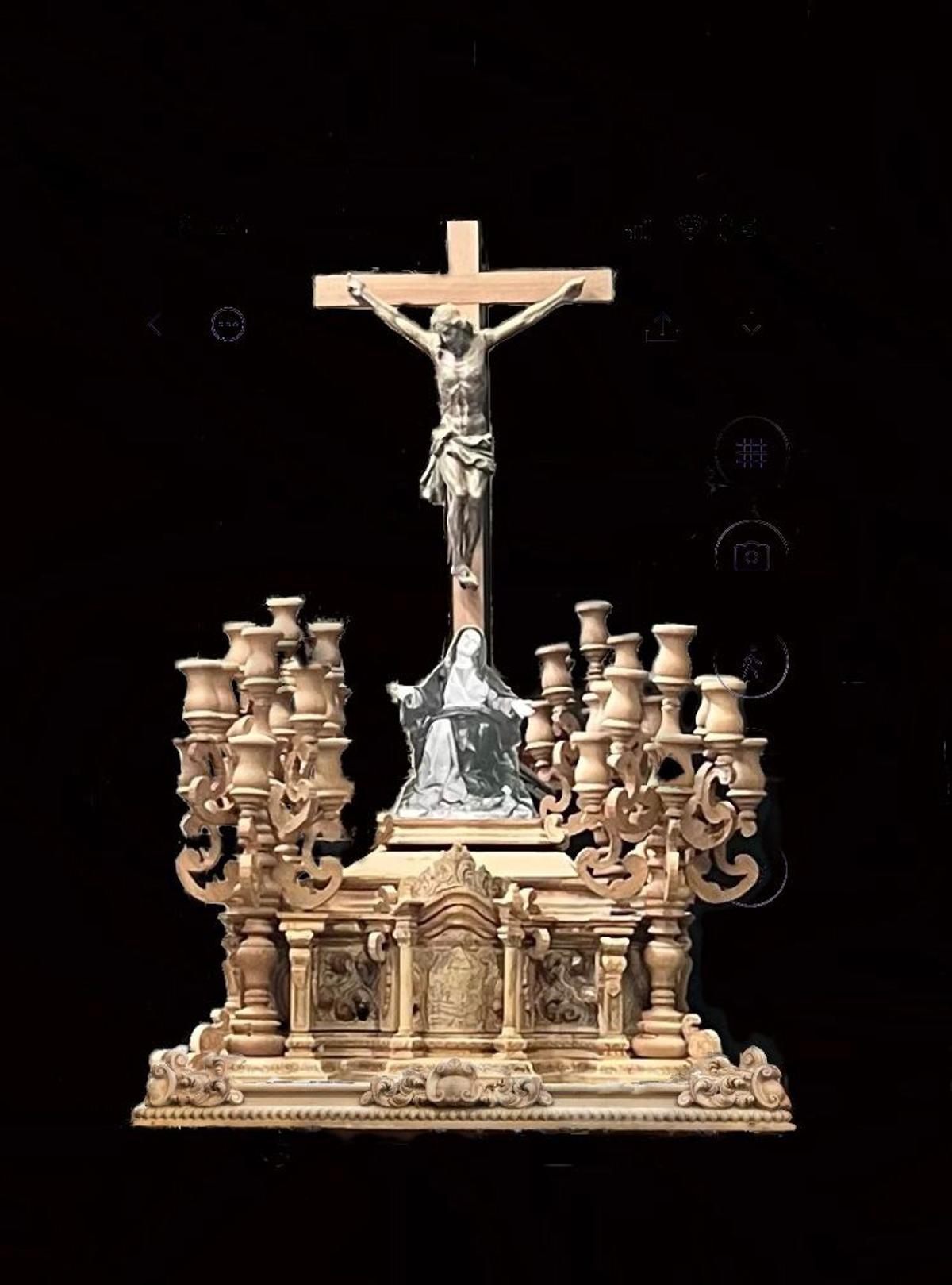 Ejecución del nuevo trono del Cristo del Amor por Manuel Toledano y diseño de Fernando Prini.