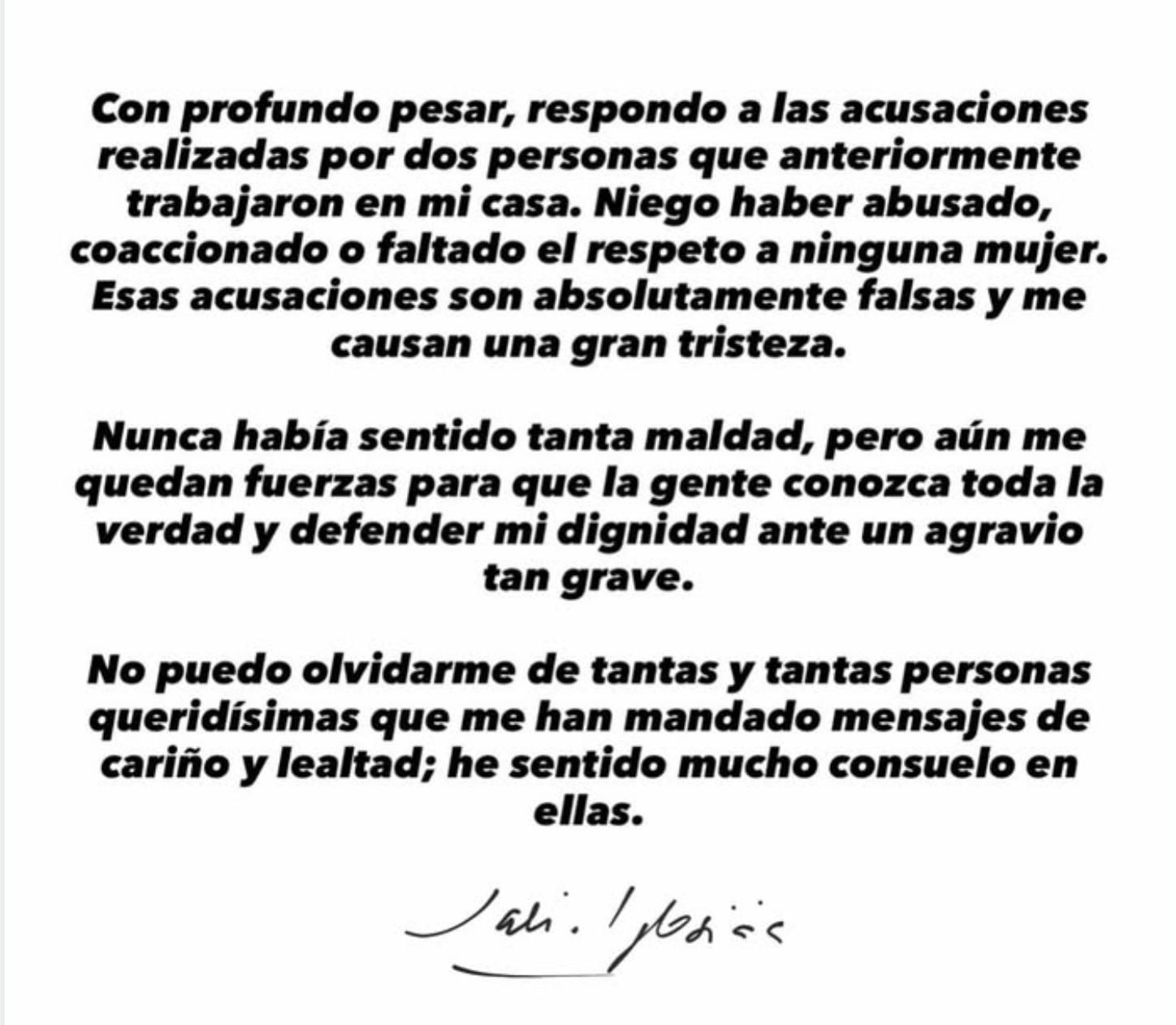 El comunicado oficial de Julio Iglesias en medio del escándalo