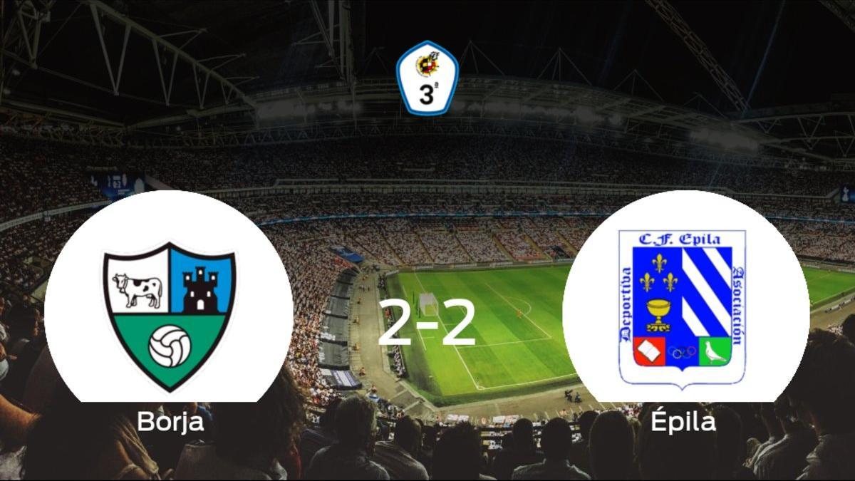 El Borja y el CF Épila concluyen su encuentro liguero con un empate (2-2)