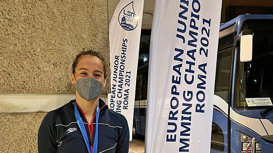 Paula Otero, en Roma con la medalla de bronce. |  // LA OPINIÓN