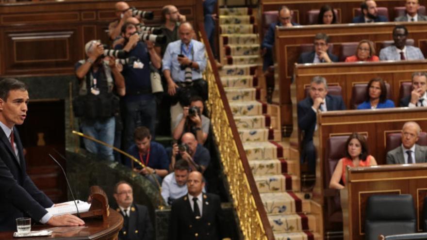 El líder del PSOE i candidat a tornar a ser investit president del govern espanyol, Pedro Sánchez, al Congrés