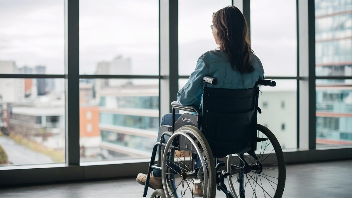 Una mujer en silla de ruedas.