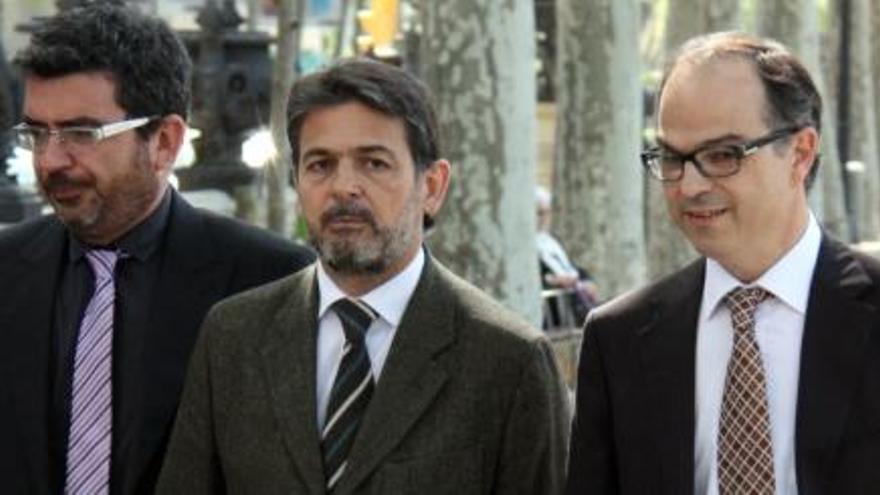 Francesc Sánchez, cap de règim intern de CDC, Oriol Pujol, exsecretari general, i Jordi Turull, portaveu de CiU al Parlament