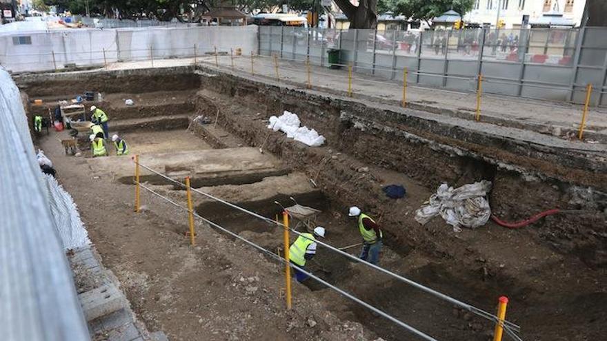 Obras del metro en la Alameda Principal, en una imagen de hace unos meses.