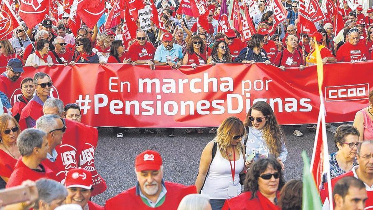 Imatge d’arxiu d’una protesta sindical en defensa d’unes pensions dignes.