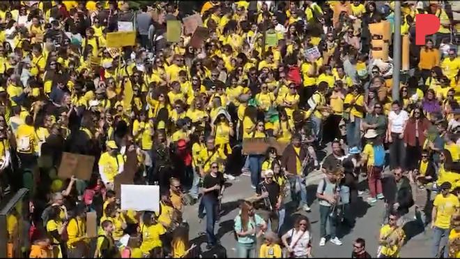 Manifestación de docentes catalanes en Tarragona