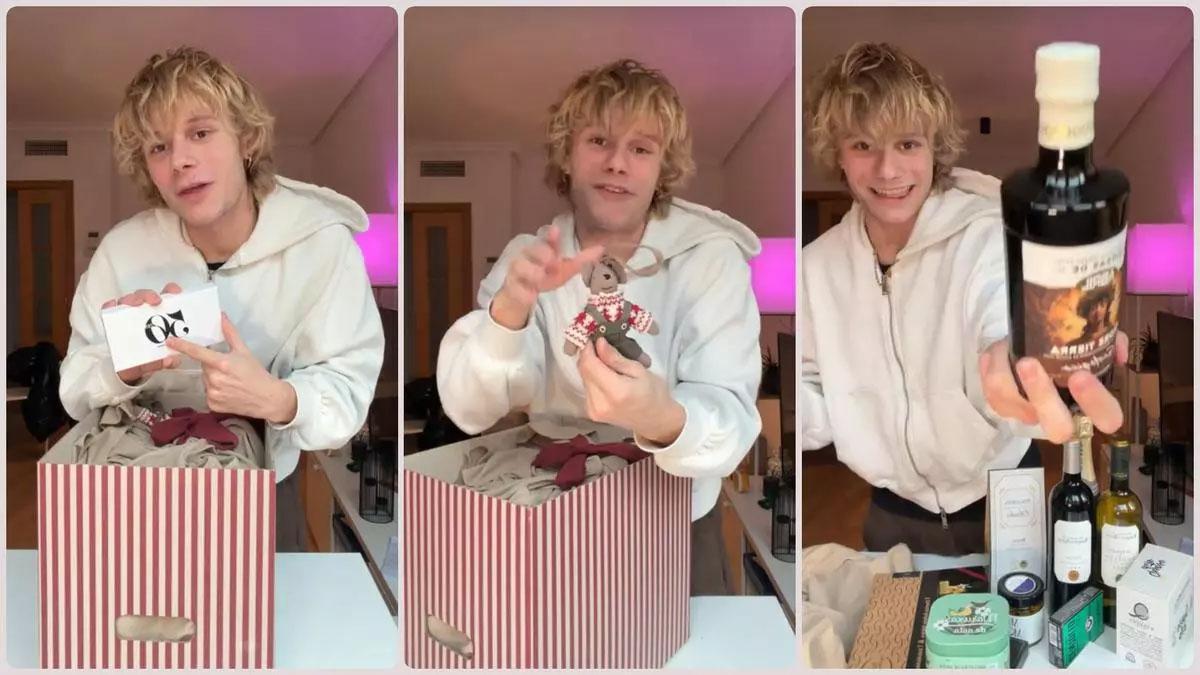 El actor y 'tiktoker' Néstor Seller muestra su lote de Navidad de Inditex.