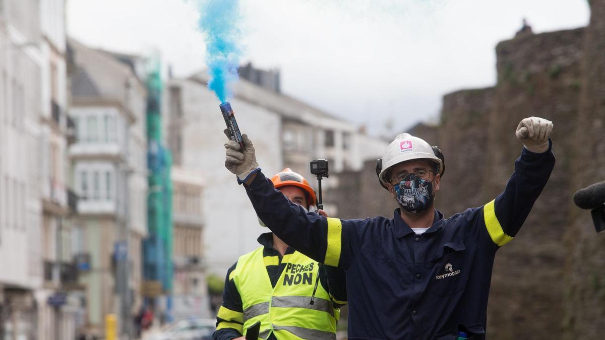 Multitudinaria protesta de los trabajadores de Alcoa en Lugo