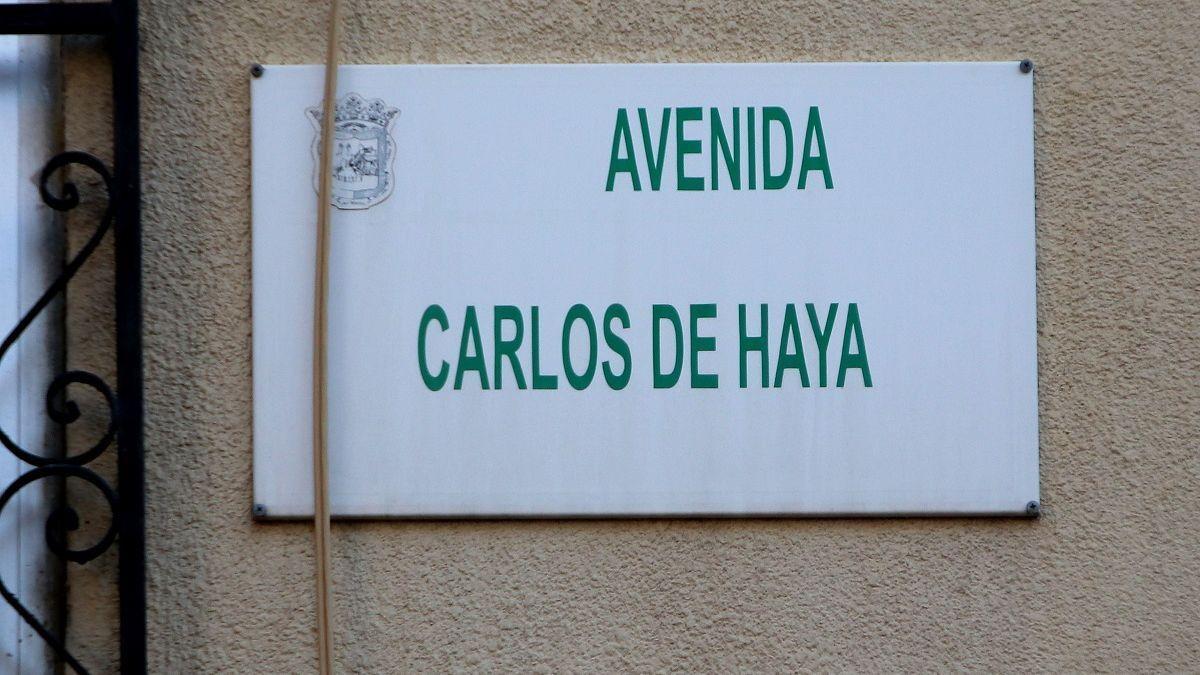 Placa de la avenida de Carlos Haya de Málaga.