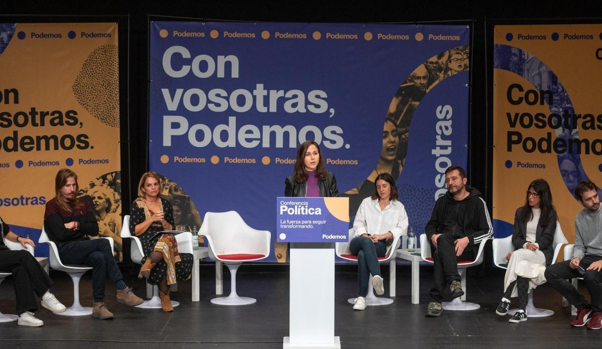 Ione Belarra durante su intervención este sábado en la Conferencia Política de Podemos.