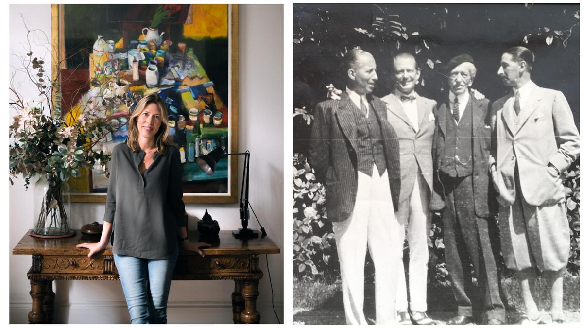 La autora Francesca Cartier Brickell y los tres hermanos Cartier junto al patriarca, Alfred, en 1922: de izquierda a derecha, Pierre, Louis y Jacques.