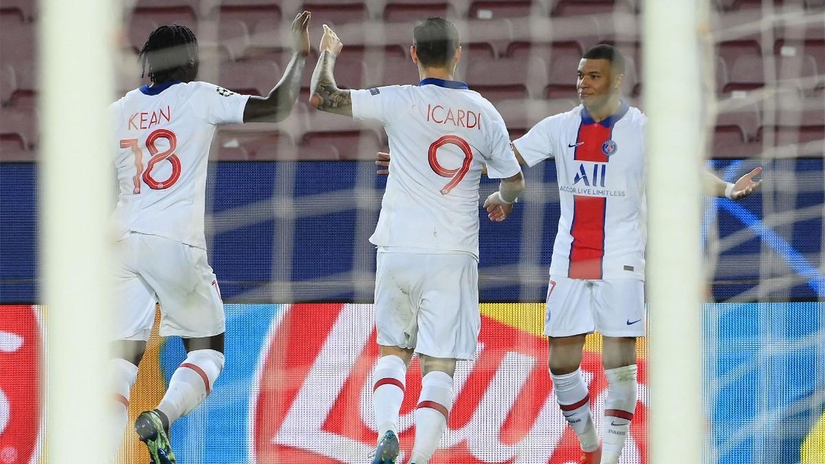 Kylian Mbappé celebra el 1-2 ante el Barça