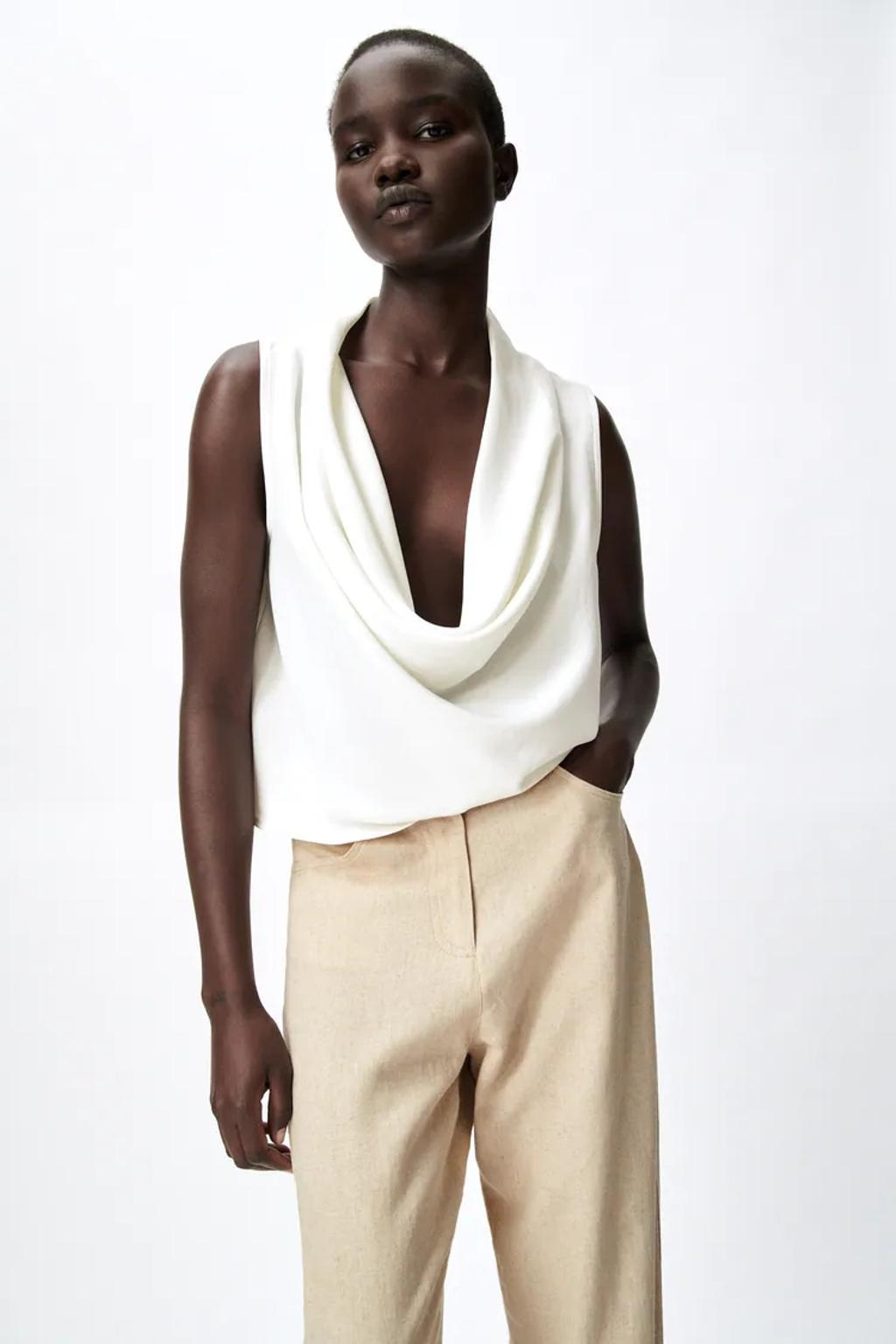 Blusa Blanca Camisa Anudada Zara Blusa Blanca Con Escote