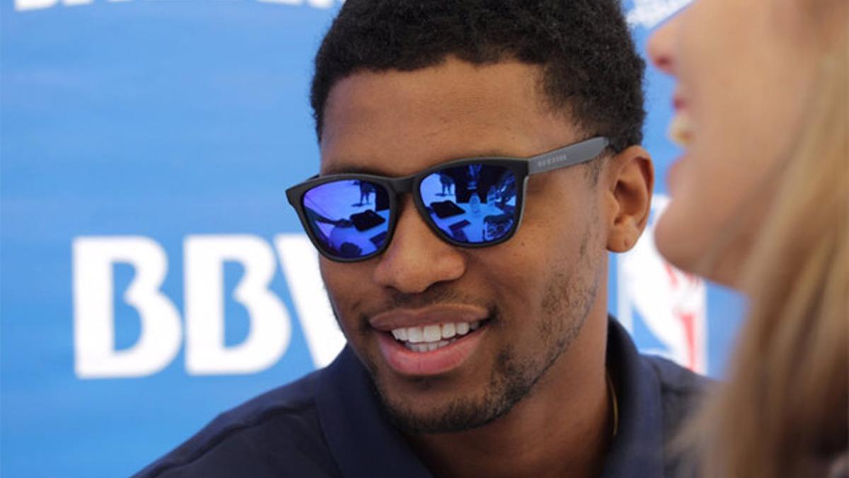 Rudy Gay, durante el acto de la NBA y BBVA en Málaga