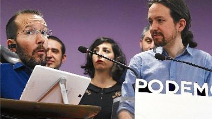 Pablo Iglesias i?Echenique, durant la roda de premsa posterior a la reunió.