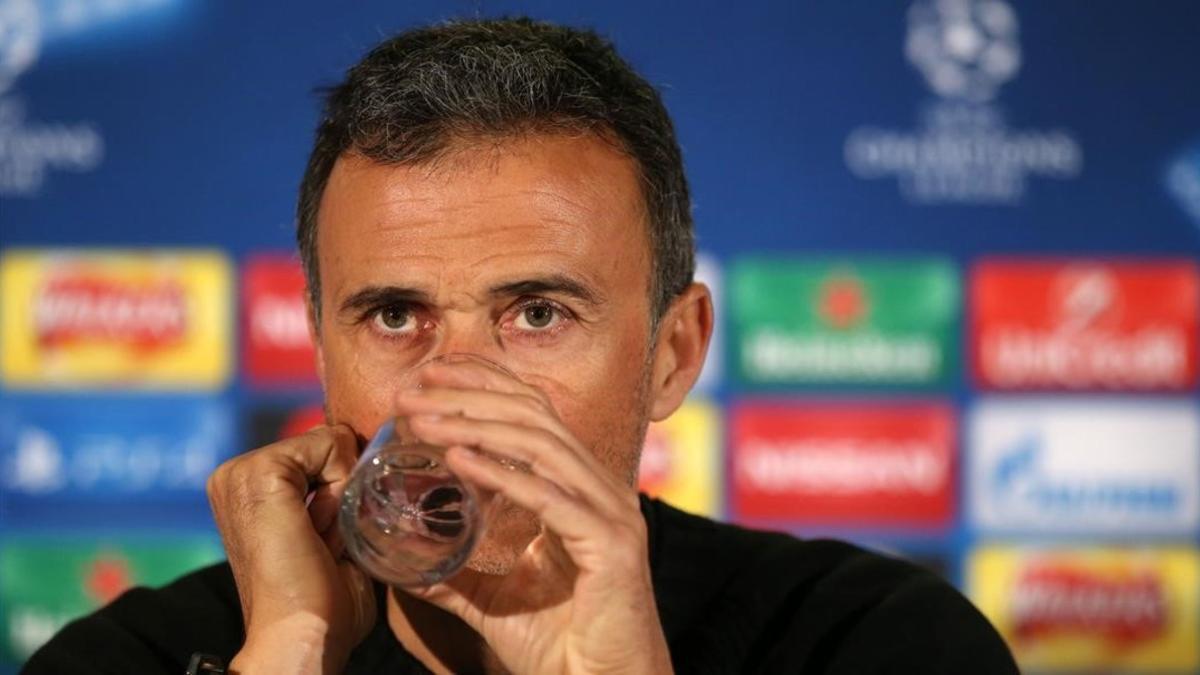 Luis Enrique, en la rueda de prensa que ofreció en el Celtic Park.