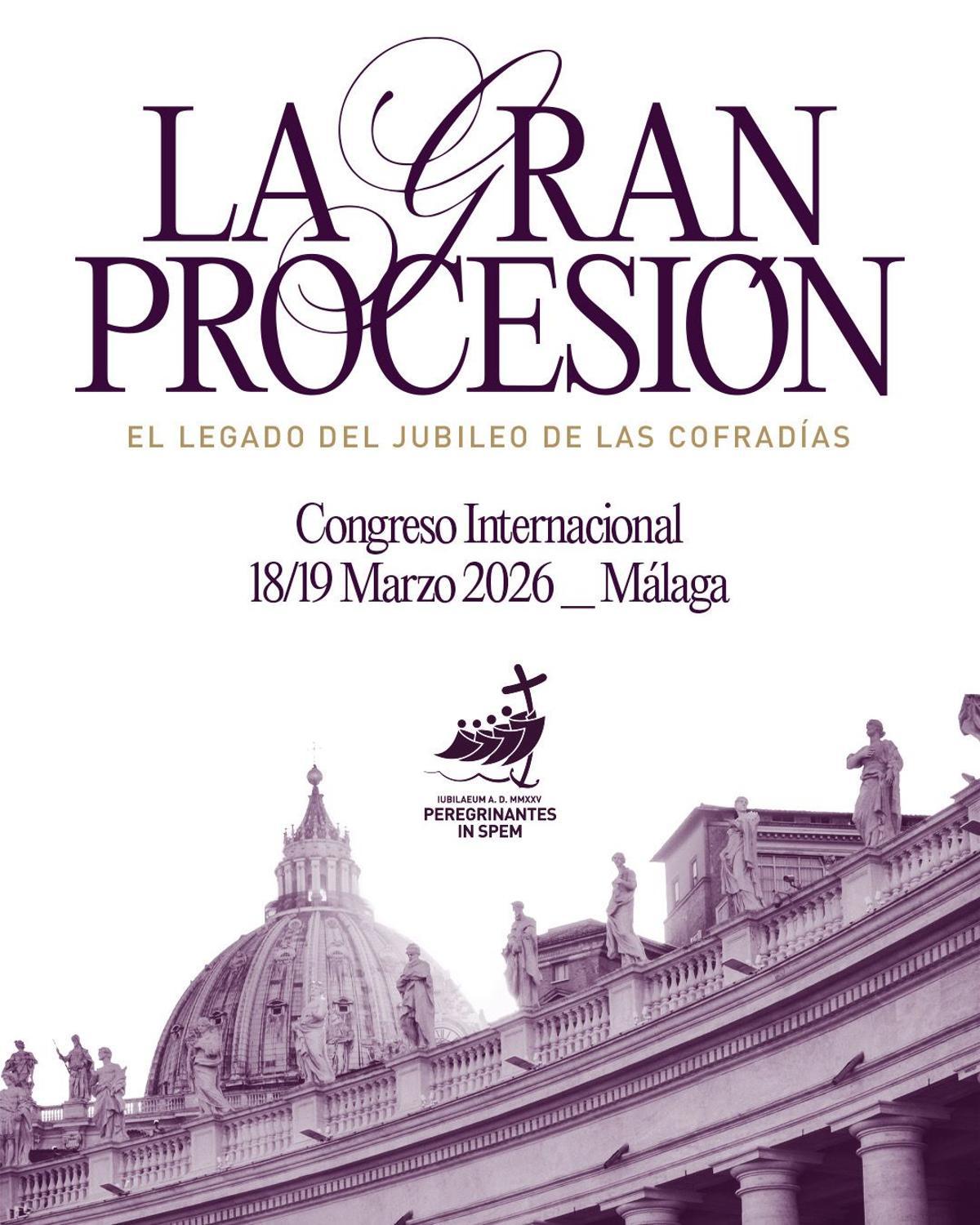 Cartel anunciador del congreso internacional cofrade que se celebrará en Málaga.
