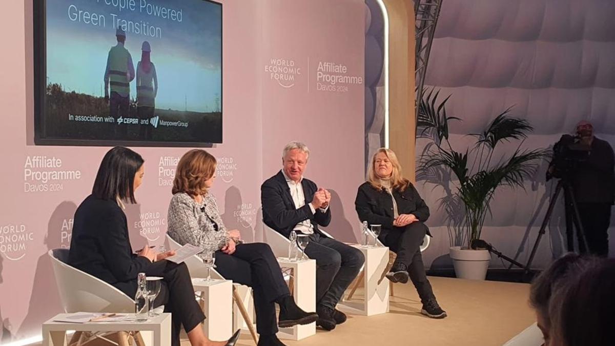 Presentación del informe 'Las moléculas verdes: la inminente revolución del mercado del empleo en Europa' en el Foro de Davos.