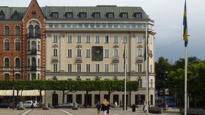 En este edificio de Estocolmo, en 1973, estaba la sucursal del Kreditbanken.