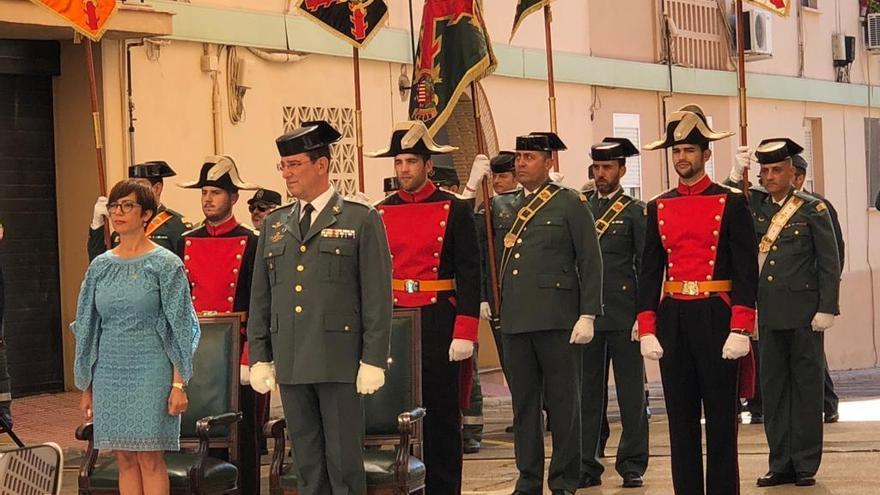 María Gámez y Jesús Esteban durante los actos celebrados en la Comandancia.